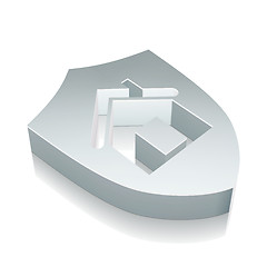 Image showing 3d metallic Shield icon with reflection, vector illustration.