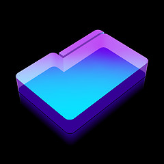 Image showing 3d neon glowing Folder icon made of glass, vector illustration.