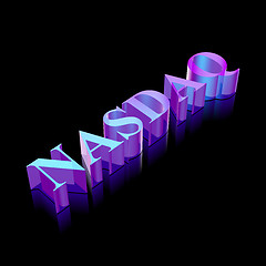 Image showing 3d neon glowing character NASDAQ made of glass, vector illustration.