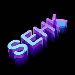 Image showing 3d neon glowing character SEHK made of glass, vector illustration.