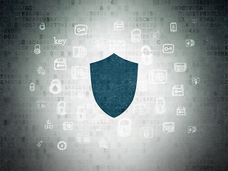 Image showing Security concept: Shield on Digital Data Paper background