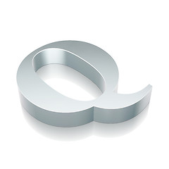 Image showing 3d metallic character Q with reflection, vector illustration.