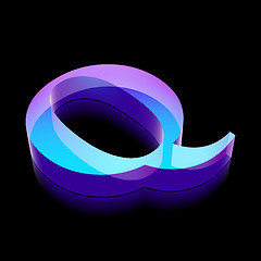 Image showing 3d neon glowing character Q made of glass, vector illustration.