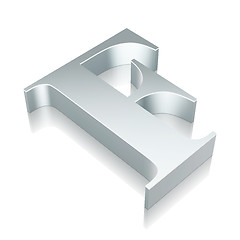 Image showing 3d metallic character F with reflection, vector illustration.