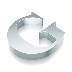 Image showing 3d metallic character G with reflection, vector illustration.