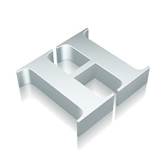 Image showing 3d metallic character H with reflection, vector illustration.