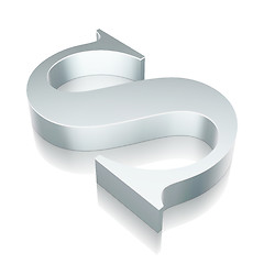 Image showing 3d metallic character S with reflection, vector illustration.