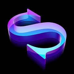 Image showing 3d neon glowing character S made of glass, vector illustration.