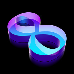 Image showing 3d neon glowing character 8 made of glass, vector illustration.