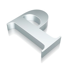 Image showing 3d metallic character P with reflection, vector illustration.