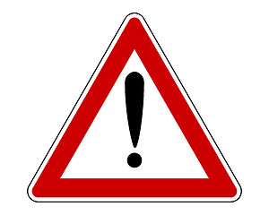 Image showing Attention sign with exclamation mark and added information