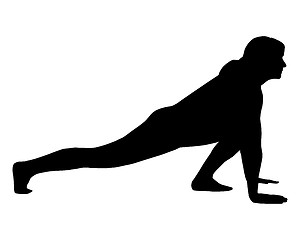 Image showing Silhouette of woman doing yoga