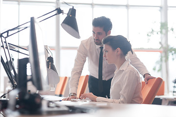 Image showing business couple working together on project