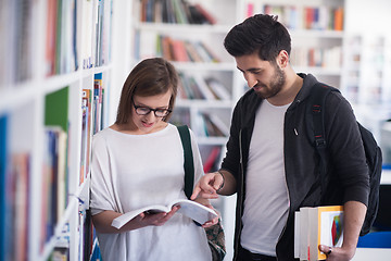 Image showing students couple  in school  library