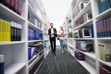 Image showing students group  in school  library