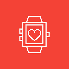 Image showing Smartwatch with heart sign line icon.