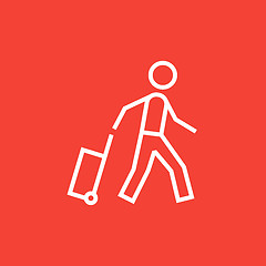 Image showing Man with suitcase line icon.