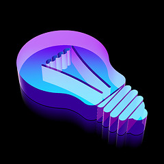 Image showing 3d neon glowing Light Bulb icon made of glass, vector illustration.