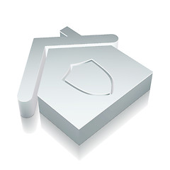 Image showing 3d metallic Home icon with reflection, vector illustration.