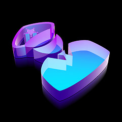 Image showing 3d neon glowing Police icon made of glass, vector illustration.