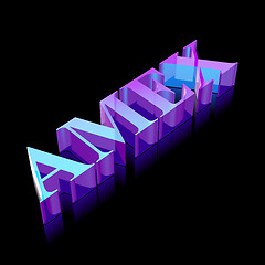 Image showing 3d neon glowing character AMEX made of glass, vector illustration.