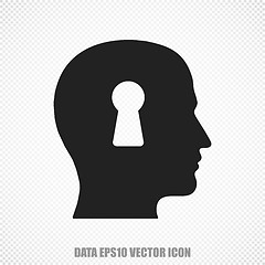 Image showing Data vector Head With Keyhole icon. Modern flat design.