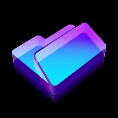 Image showing 3d neon glowing Folder icon made of glass, vector illustration.