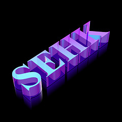 Image showing 3d neon glowing character SEHK made of glass, vector illustration.