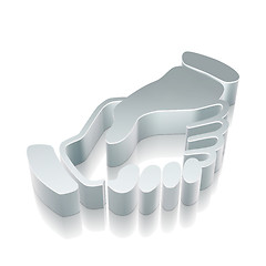 Image showing 3d metallic Handshake icon with reflection, vector illustration.