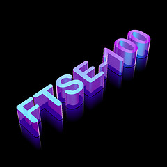 Image showing 3d neon glowing character FTSE-100 made of glass, vector illustration.