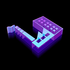 Image showing 3d neon glowing Industry Building icon made of glass, vector illustration.