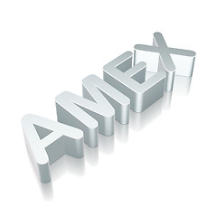 Image showing 3d metallic character AMEX with reflection, vector illustration.