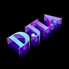 Image showing 3d neon glowing character DJIA made of glass, vector illustration.
