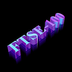 Image showing 3d neon glowing character FTSE-100 made of glass, vector illustration.