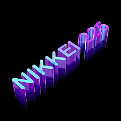 Image showing 3d neon glowing character Nikkei 225 made of glass, vector illustration.