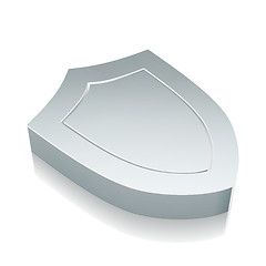 Image showing 3d metallic Shield icon with reflection, vector illustration.