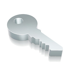 Image showing 3d metallic Key icon with reflection, vector illustration.