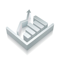 Image showing 3d metallic Growth Graph icon with reflection, vector illustration.