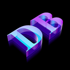 Image showing 3d neon glowing character DB made of glass, vector illustration.