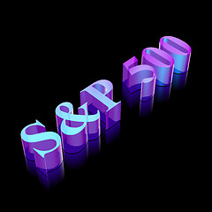 Image showing 3d neon glowing character S&P 500 made of glass, vector illustration.