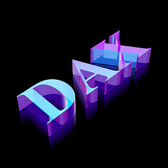 Image showing 3d neon glowing character DAX made of glass, vector illustration.