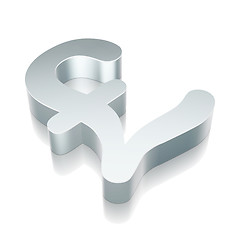 Image showing 3d metallic Pound icon with reflection, vector illustration.