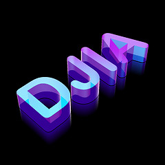 Image showing 3d neon glowing character DJIA made of glass, vector illustration.