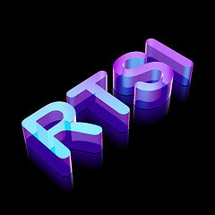 Image showing 3d neon glowing character RTSI made of glass, vector illustration.