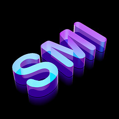 Image showing 3d neon glowing character SMI made of glass, vector illustration.