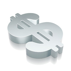 Image showing 3d metallic Dollar icon with reflection, vector illustration.