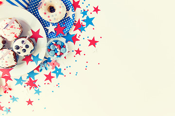 Image showing cupcakes with american flags on independence day