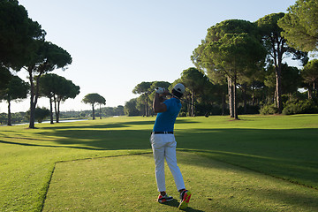 Image showing golf player hitting shot