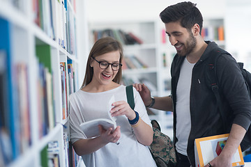 Image showing students couple  in school  library