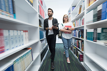 Image showing students group  in school  library